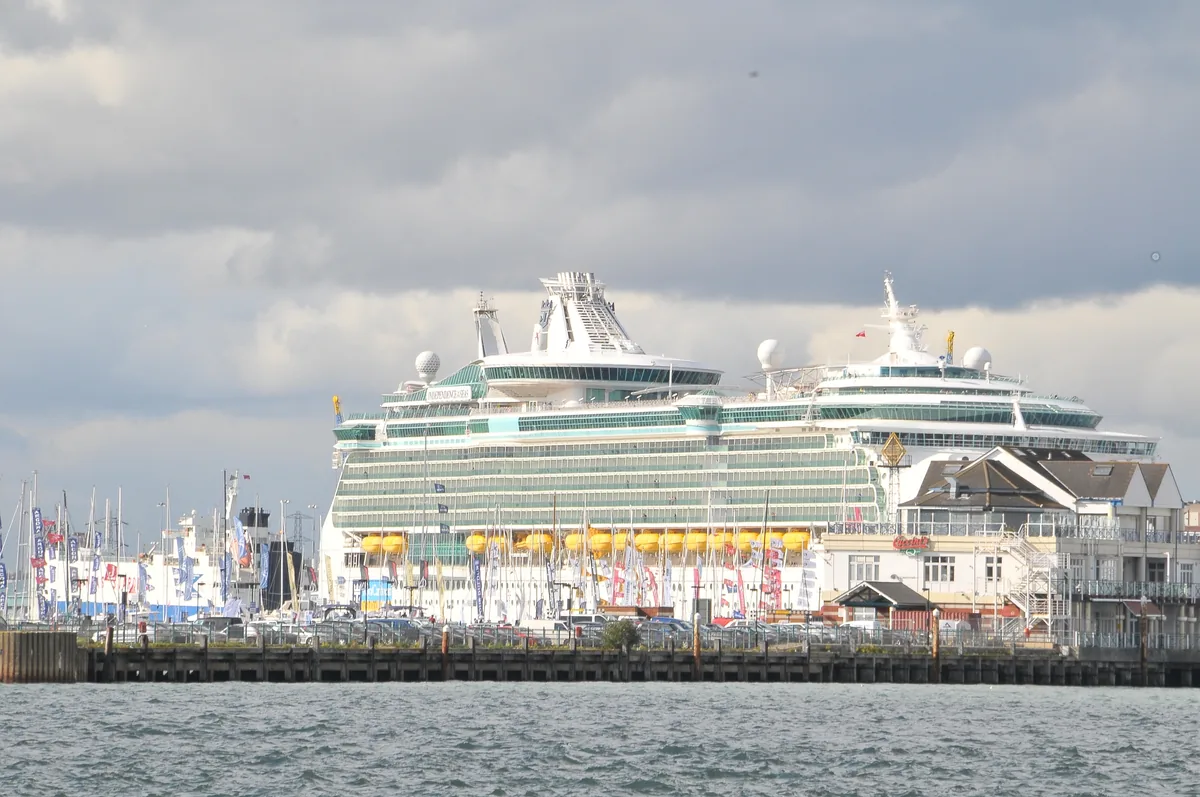Large cruise ship in the port of Southampton